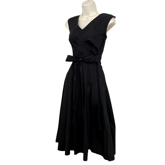 eShakti - Black Cotton Poplin A-Line Midi Dress - S - CO India - Picture 1 of 12